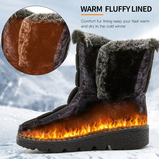 Women's Boots 2024 Trend For Woman Ankle Low Heels Waterproof Snow Boots With Fur