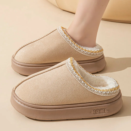 Platform Fluffy Slippers Women House Flats Fashion Plush Winter Designer Shoes Ladies