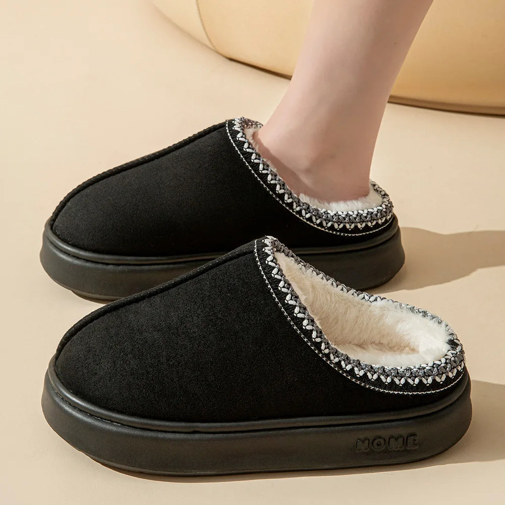 Platform Fluffy Slippers Women House Flats Fashion Plush Winter Designer Shoes Ladies